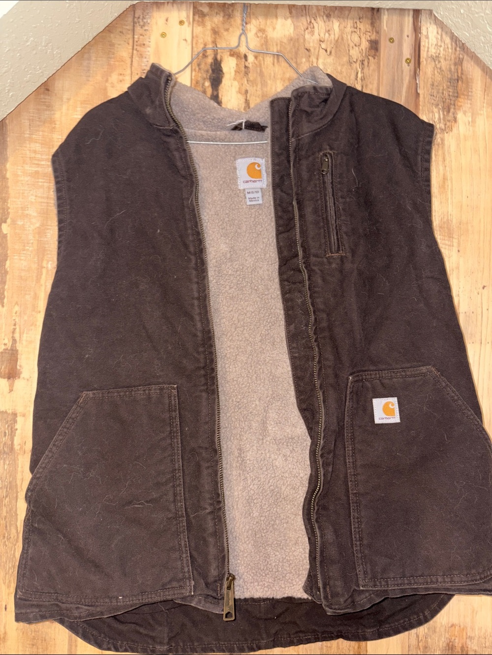 #146 Carhartt Dark Brown Sherpa-Lined Zip Vest